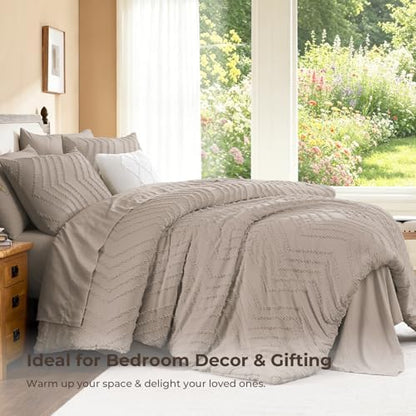 Litanika Queen Comforter Set with Sheets, 7 Pieces Boho Bed in a Bag