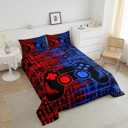 Feelyou Kids Boys Red and Blue Gamer Comforter Set Twin Size