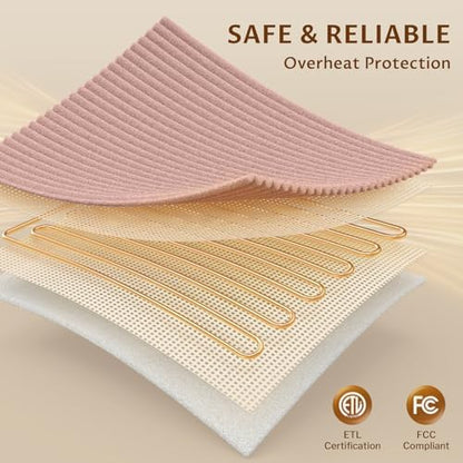 Reaks Heated Throw Blanket, 5 Heat Levels, 3 Hours Auto-Off, 50"x60", Pink