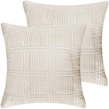 Levtex Home - Cloud Waffle - Quilted Euro Sham Set of 2 - Waffle Weave - Undyed Cream - (26x26in.), No Insert - Cotton