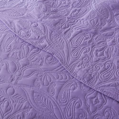HoneiLife Quilt Sets King Size - 3 Piece Microfiber Quilt Set Lightweight Bedspreads Reversible Coverlets Rustic Bed Cover King Quilt Bedding Set All Season Quilts-Purple