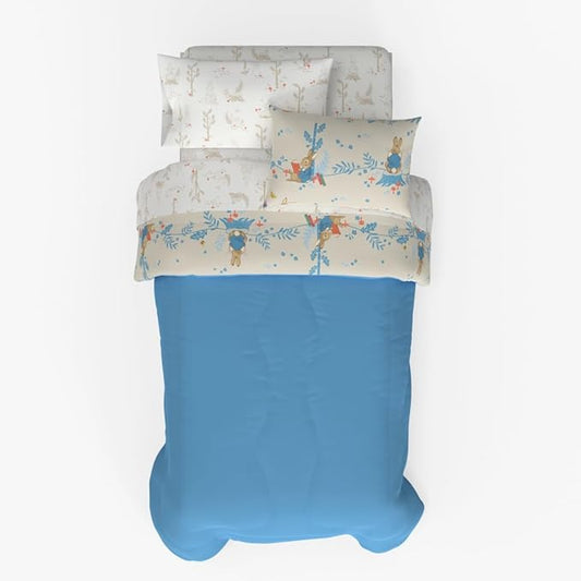 Franco Peter Rabbit Easter Kids Bedding Super Soft & Cozy Reversible Microfiber Comforter and Sheet Set with Sham, 5 Piece Twin Size, (Officially Licensed Product)