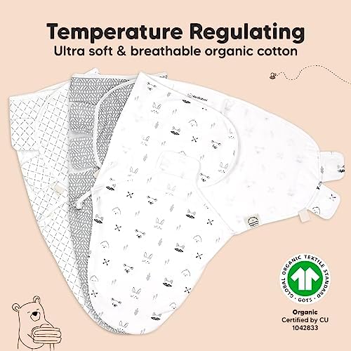 KeaBabies 3-Pack Organic Baby Swaddles for Newborns, Infant, Nordic, 0-3M