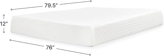 Signature Design by Ashley Chime Memory Foam 12" King Mattress with Thick Memory and Support Foam for Pressure Relief, Fiberglass Free, Mattress In A Box