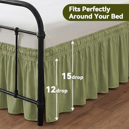 RIMELA Bed Skirt with Split Corners, Full, 15 Inch Drop, Sage Green