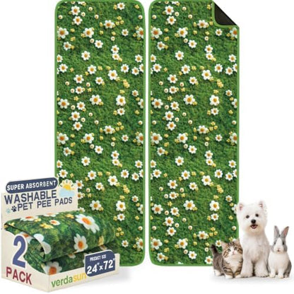 Washable Pee Pads for Dogs 24"x72" 2 Pack Reusable Puppy Potty Pad