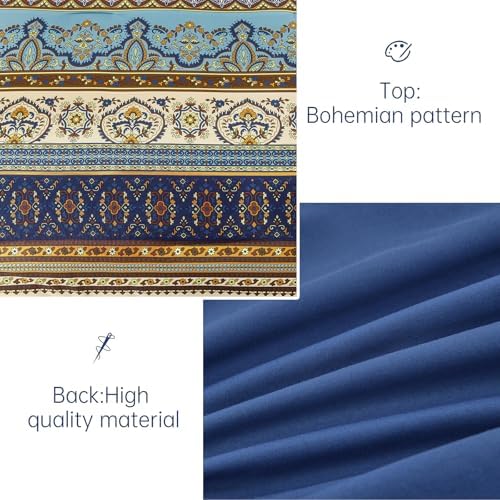Cottolester Boho Comforter Set California King,Paisley Striped Bed in A Bag