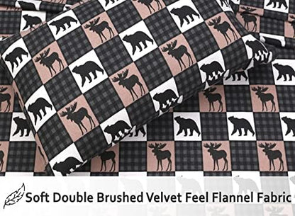 RUVANTI Flannel Sheets Set Twin Size, Wilderness Plaid