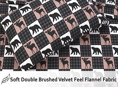 RUVANTI Flannel Sheets Set California King Size, Wilderness Plaid