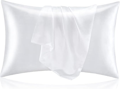 BEDELITE Satin Pillowcase for Hair and Skin, Super Soft and Cooling Similar to Silk Pillow Cases 2 Pack with Envelope Closure, Gift for Women Men(20"x36" King Size, White)