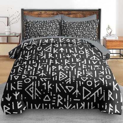 Pamnest King Comforter Set with Sheets, 7 Pieces Gothic Viking Bedding
