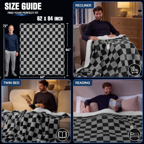 Black Electric Blanket Heated Twin 62"X84", Heating Blanket Twin, Diagonal