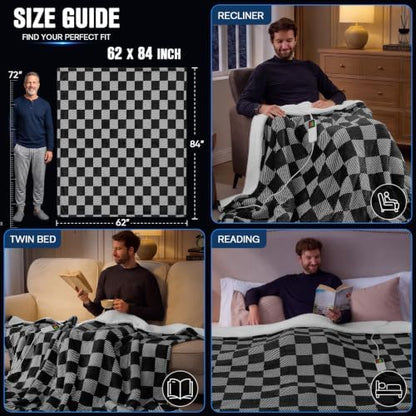 Black Electric Blanket Heated Twin 62"X84", Heating Blanket Twin, Diagonal