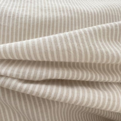 mixinni Tan Striped Duvet Cover Twin Size - 100% Washed Cotton Beige Pinstripe Comforter Cover with Zipper Closure, Lightweight & Breathable, 3 Pieces Minimalist Stripes Pattern Printed Bedding Set