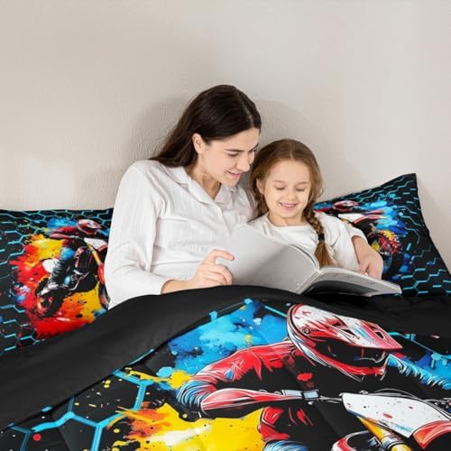 Feelyou Racing Motocross Rider Kids Bedding Set Boys Girls Full Size