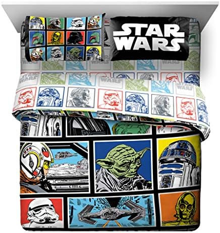 Star Wars Queen Comforter Set 5 Piece Soft Bedding for Boys, Multi