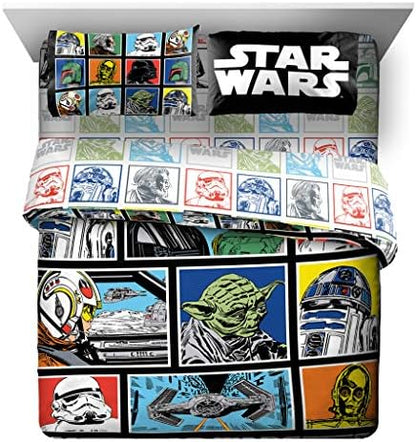 Star Wars Queen Comforter Set 5 Piece Soft Bedding for Boys, Multi