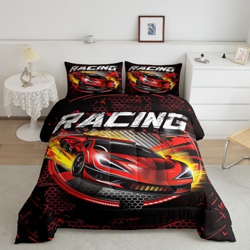 Feelyou Racing Car Comforter Set Twin Size Cool Car Bedding Set Ultra Soft