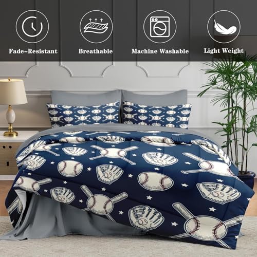 WeCozy 5 Pieces Twin Comforter Set for Boys - Baseball Bedding for Kids