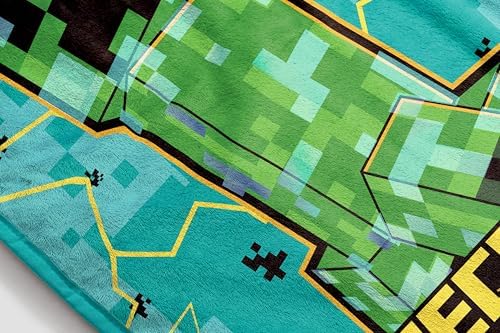 Jay Franco Kids Plush Throw Blanket – Soft & Cozy Fleece Throw for Bedroom & Couch Décor, Official Licensed Product, Teal - Minecraft, 40x50 - Travel Blanket