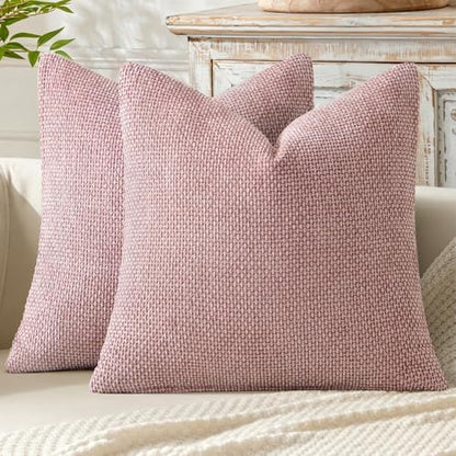 MIULEE Decorative Couch Throw Pillow Covers 18x18 Inch Pink 2 Pack