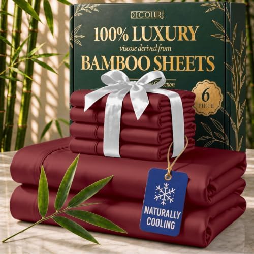 DECOLURE 100% Viscose Derived from Bamboo Sheets | 6 Pc Bed Set