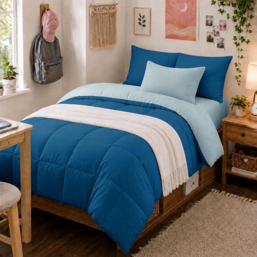 Anluoer Twin Comforter Set, 5 Piece Bed in a Bag Twin Bedding Sets