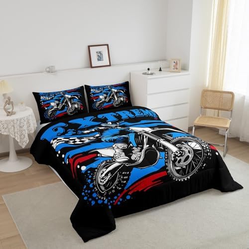 Feelyou Motorcycle Bedding Set for Kids Boys Girls Twin Size Racing