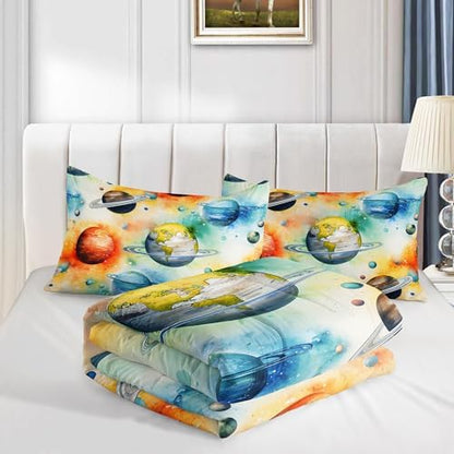 Universe Series Twin Size Comforter for Boys with 2 Pillowcases.