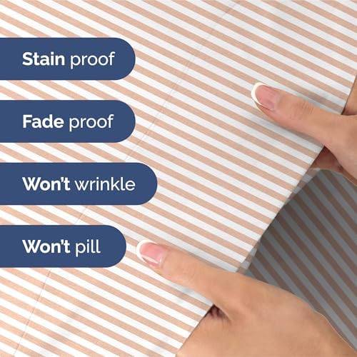 King Size 4 Piece Sheet Set - Ultra Soft & Cooling Sheets - Blush Stripes 1