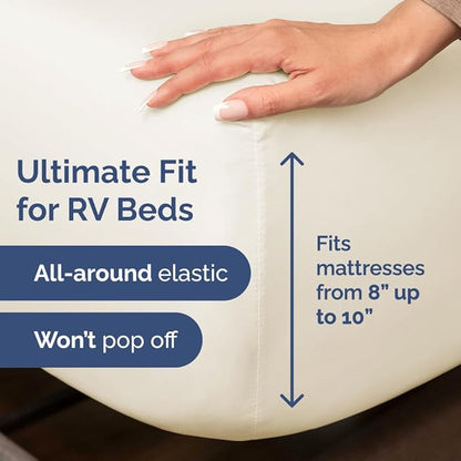 Short Queen Size 4 Piece Sheet Set - RV Short Queen, Soft, Breathable & Cooling Bed Sheets Set w/ Deep Pockets - Hotel Luxury Bedding for Women, Men, Kids, Teens, Boys & Girls - Oeko-Tex - Off White