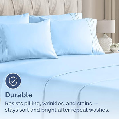 Queen Pillow Cases Set of 8 - Ultra Soft Hotel Quality Pillowcase Covers - Comfy, Cozy & Wrinkle Free - Shrink, Stain & Fade Resistant - Machine Washable Pillow Protectors - 8 Piece Set - Light Blue