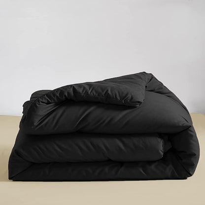 Luxlovery Black Comforter King Men Pure Black Bedding Set Durable Quilts Blanket Soft Breathable Lightweight Fluffy King Size Comforter Set Women Men