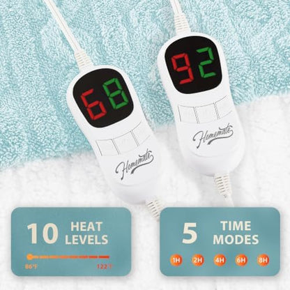 Homemate Heated Electric Blanket King Size 100"x 90" Heating Blanket