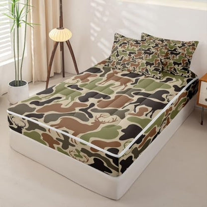 Feelyou Camo Deer Hunting Comforter Set Twin Size Kids Boys Bed in a Bag