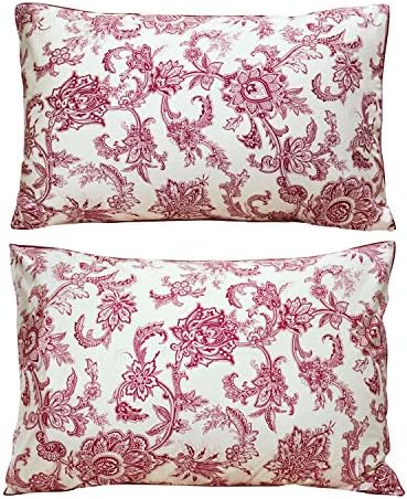FADFAY Red Floral Bedding Elegant Bed Sheets Set Luxury Bedding Collections 800 Thread Count 100% Egyptian Cotton Deep Pocket Fitted Sheet,4 Piece-King Size