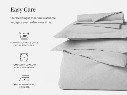Coyuchi Crinkled Percale Pillowcase Set of 2 – 100% GOTS Certified Organic Cotton, Soft & Cool Standard Pillowcases, Breathable Medium Weight Cotton (Hazel Chambray)