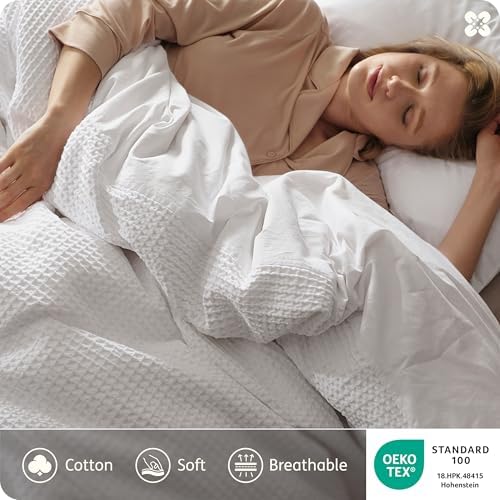 Bedsure PureWoven Cotton Waffle Weave Duvet Cover, King, Duvet Cover Only