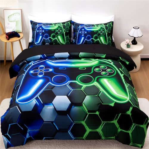 NTBED 5pcs Twin 3D Gaming Comforter Set for Boys Kids Gamer Bedding Sets