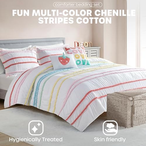 Intelligent Design Kids Stripes White Twin Cotton Comforter Set, 4pc
