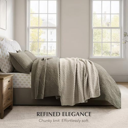 EVERGRACEHOME Chunky Chenille Knit Throw Blanket, 50 x 60, Warm Gray