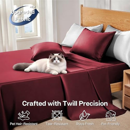 MR&HM King Size Sheet Set 4 Pieces, Rayon Derived from Bamboo Blend