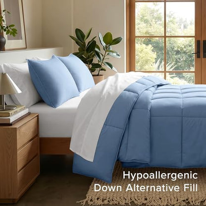 Bare Home Comforter Set - 1800 Ultra Soft (Oversized Queen, Coronet Blue)