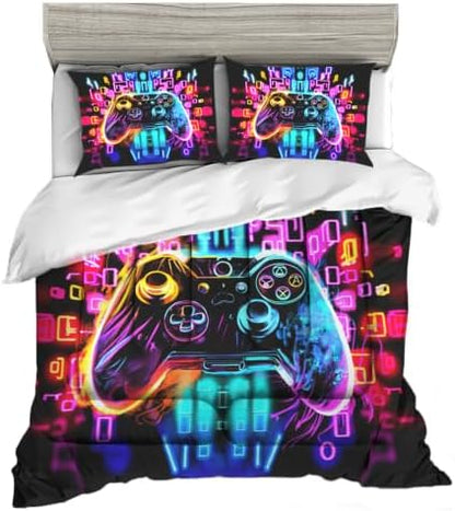 Sunnycitron Gamepad Gamer Comforter Set for Boys Gaming Bedding Set Full