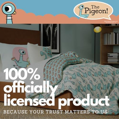 The Pigeon Finds A Hot Dog Full Bedding Set – 7 Piece Super Soft Microfiber Reversible Comforter, Sheet Set & Sham - Book by Mo Willems (Officially Licensed Product) by Franco