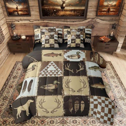 Feelyou Rustic Cabin Country Comforter Set with Sheets 7 Piece Full Size