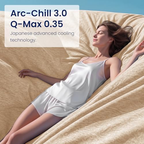 Topcee Cooling Blanket (90"x90"Queen Size) for Night Sweats Absorbs Heat to Keep Adults Cool on Warm Nights, Q-Max 0.5 Cooling Blankets for Hot Sleepers, Ultra-Cool Lightweight Blanket for Bed