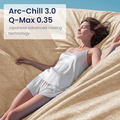 Topcee Cooling Blanket (90"x90"Queen Size) for Night Sweats Absorbs Heat to Keep Adults Cool on Warm Nights, Q-Max 0.5 Cooling Blankets for Hot Sleepers, Ultra-Cool Lightweight Blanket for Bed
