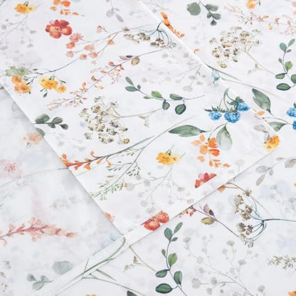 DAUAOTO Twin XL Cotton Sheets Set Printed Bedding Sets, Up to 14" Deep Mattress, Farmhouse Pattern Bedlinen for Twin Extra Long Bed, Botanical Garden