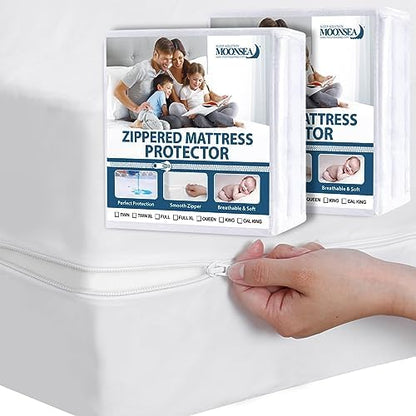 Twin Mattress Protector Waterproof 2 Pack Zippered Mattress Encasement